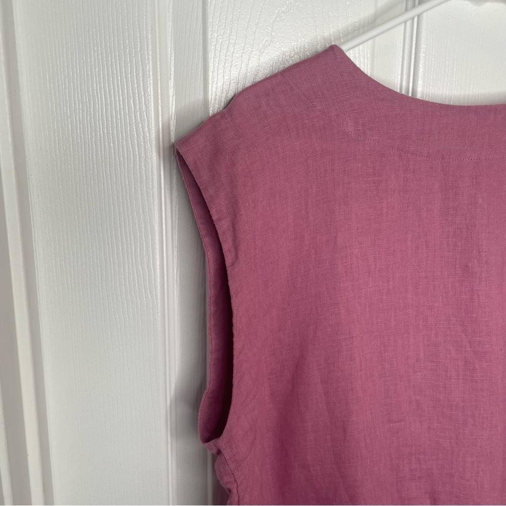 Madewell Bateau-Neck Tank in 100% Linen Beach Coastal Vacation in Shaded Pink L - Picture 6 of 12